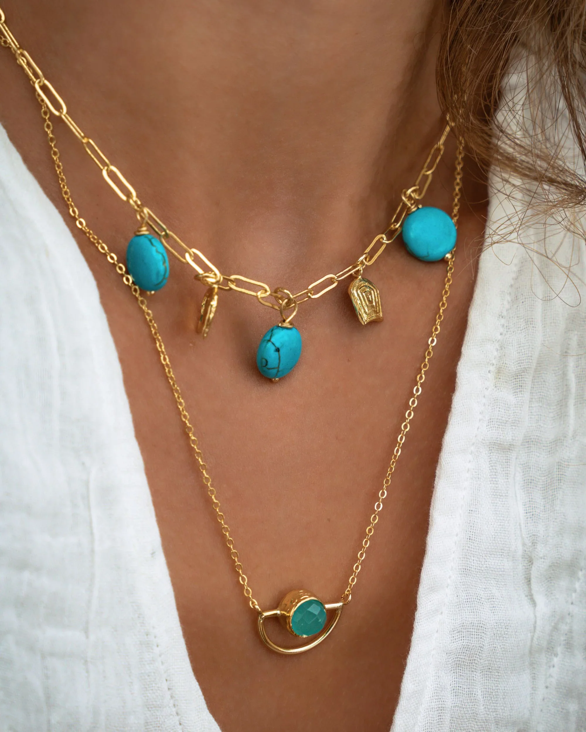 Amore Turquoise Charm Chain Necklace - Image 2