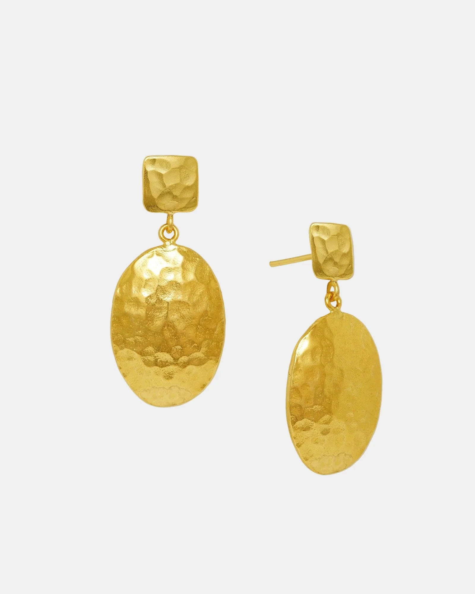 Desiree Hammered Drop Stud Earring