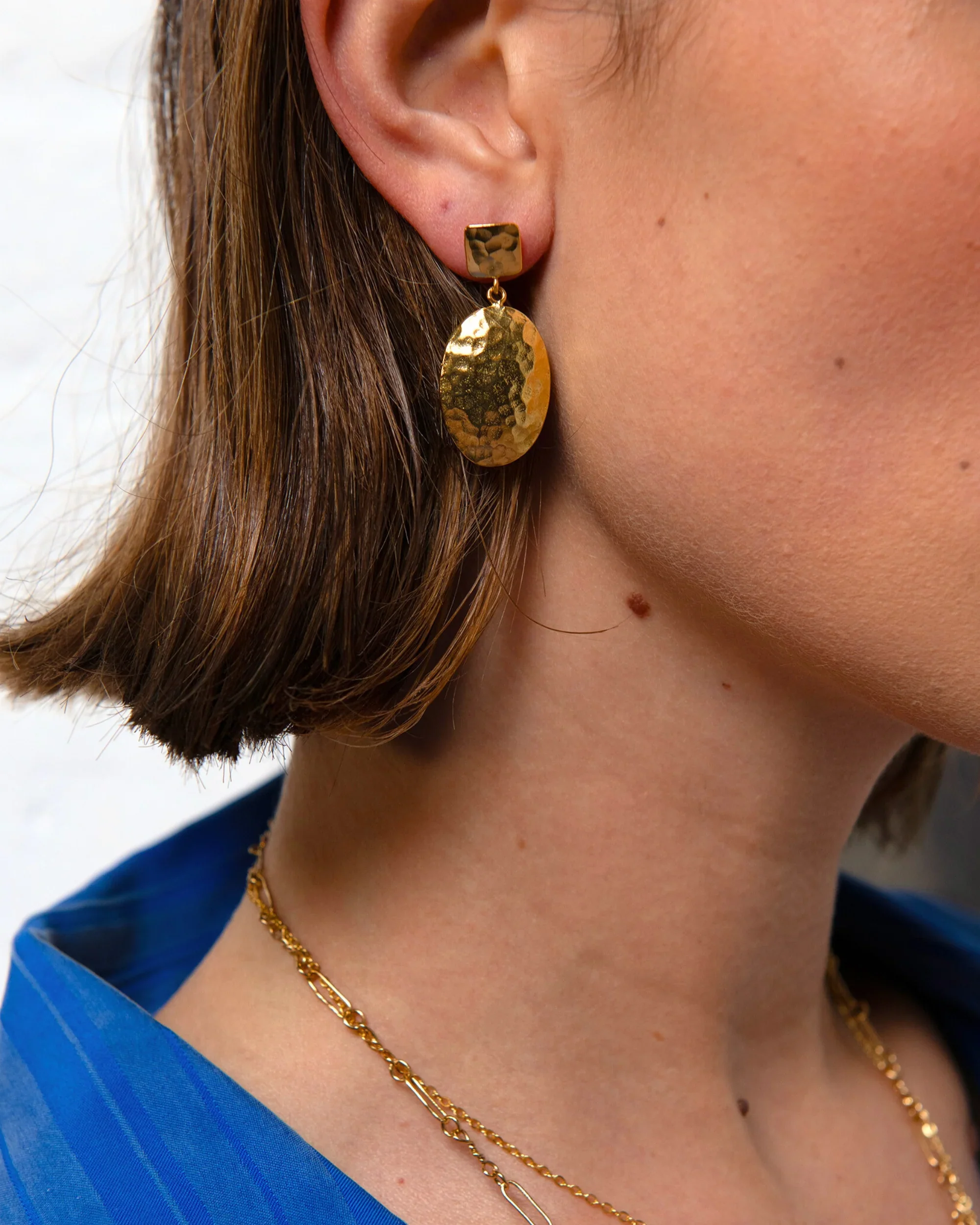 Desiree Hammered Drop Stud Earring - Image 2