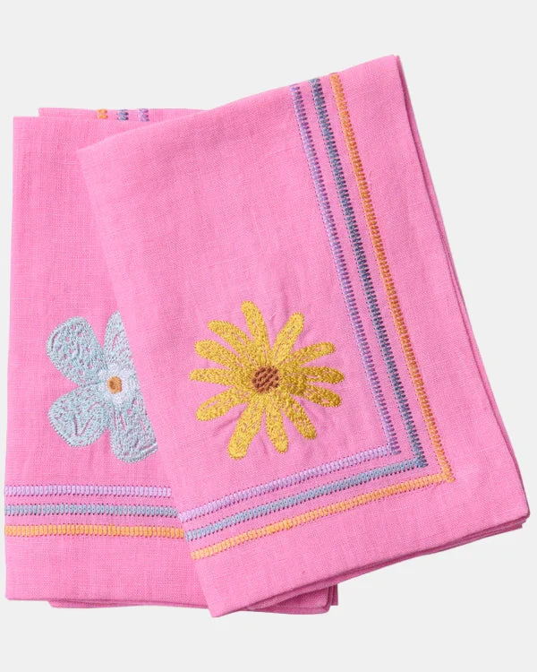 Kip & Co Embroidered Linen 4 Piece Napkin Set - Image 12
