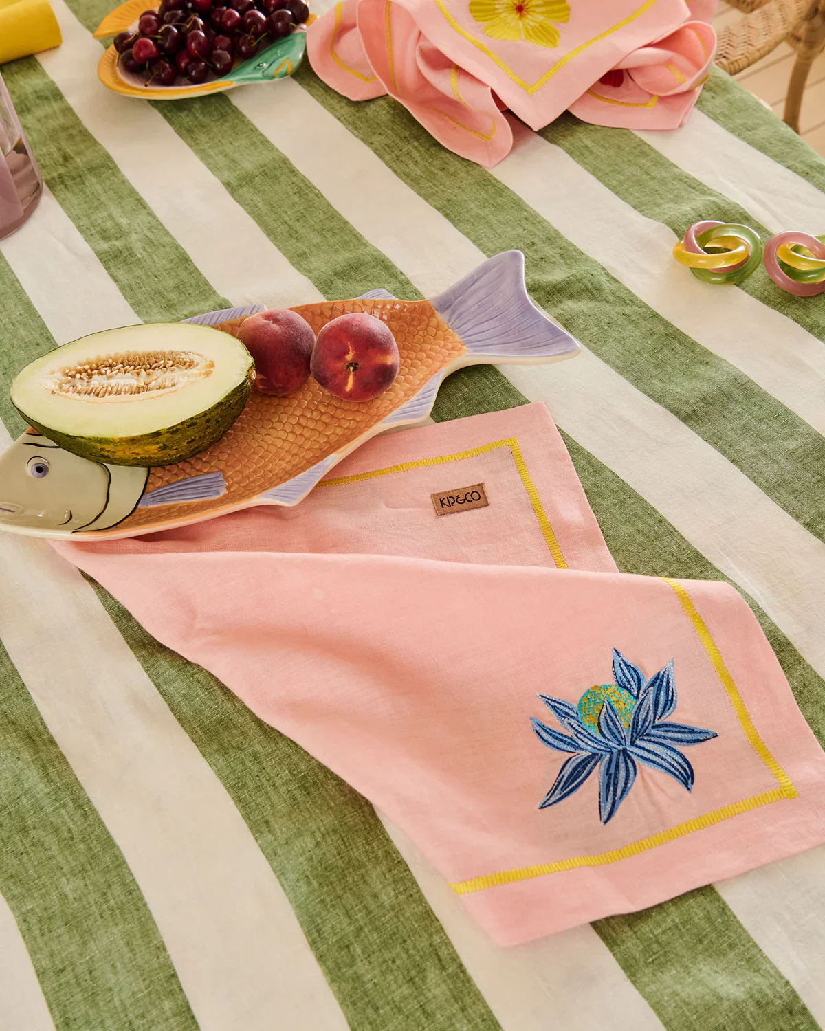 Kip & Co Embroidered Linen 4 Piece Napkin Set - Image 13