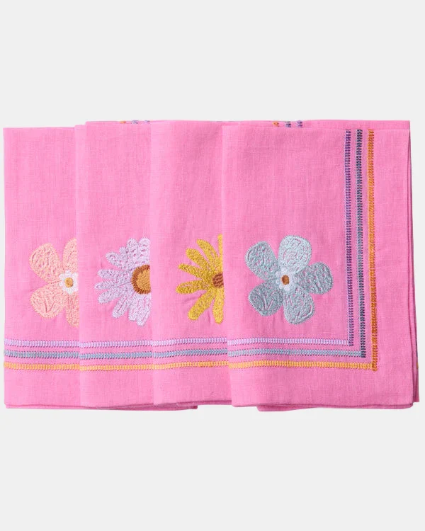 Kip & Co Embroidered Linen 4 Piece Napkin Set - Image 6