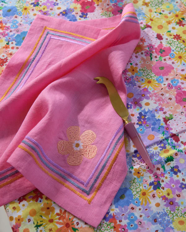 Kip & Co Embroidered Linen 4 Piece Napkin Set - Image 7