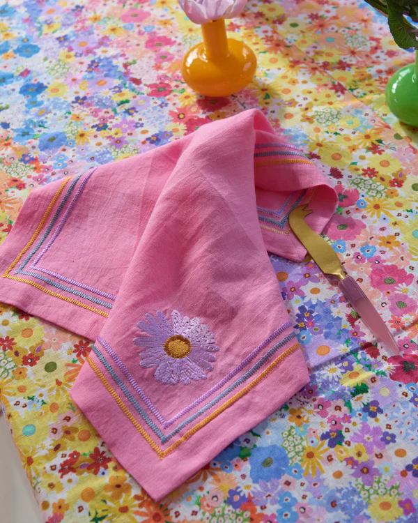 Kip & Co Embroidered Linen 4 Piece Napkin Set - Image 8