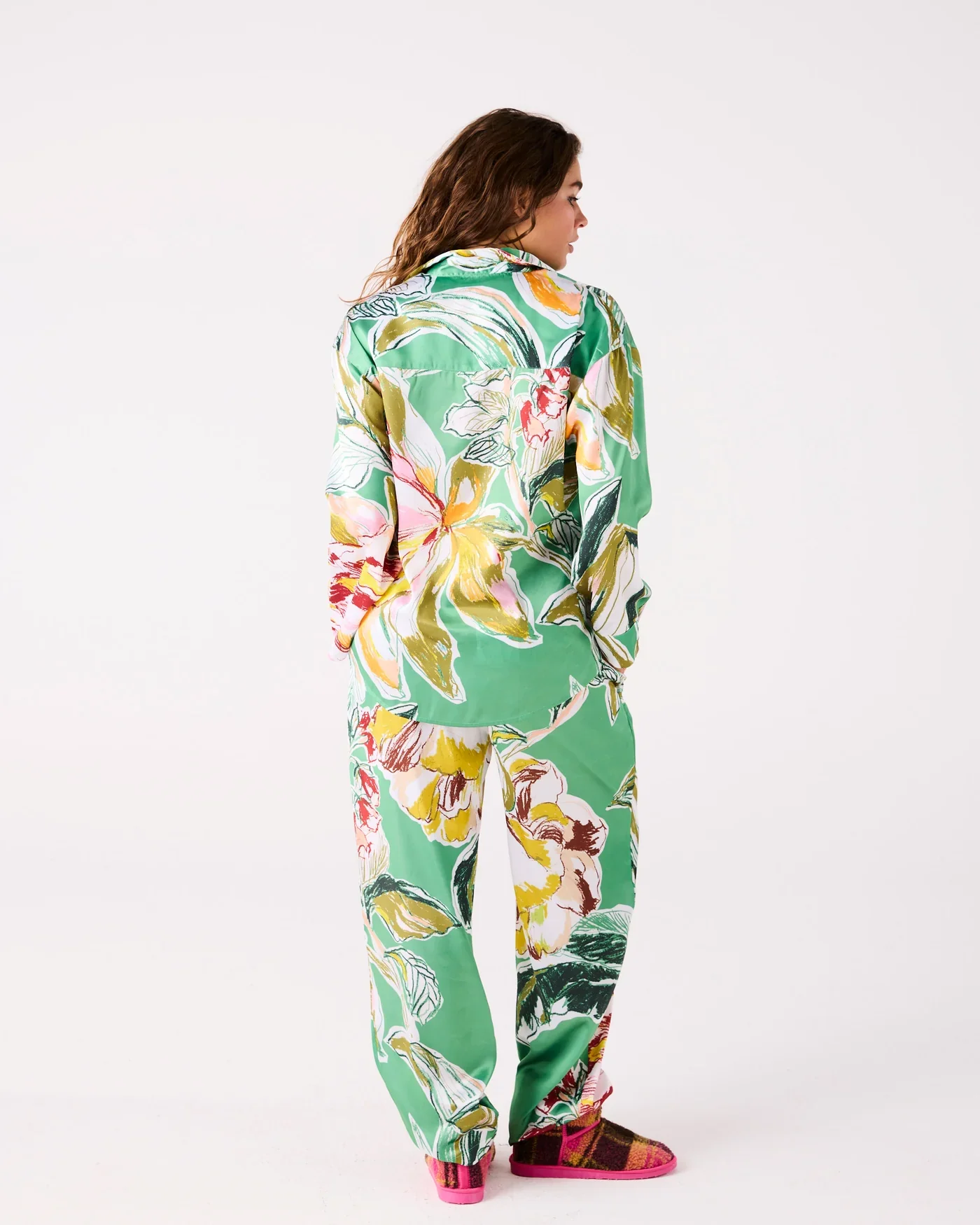 Kip & Co Satin Long Sleeve Shirt & Pant Pyjama Set - Image 5