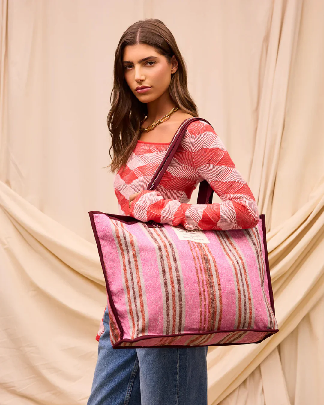 Nicolette Woven Tote Bag / Pansy - Image 3